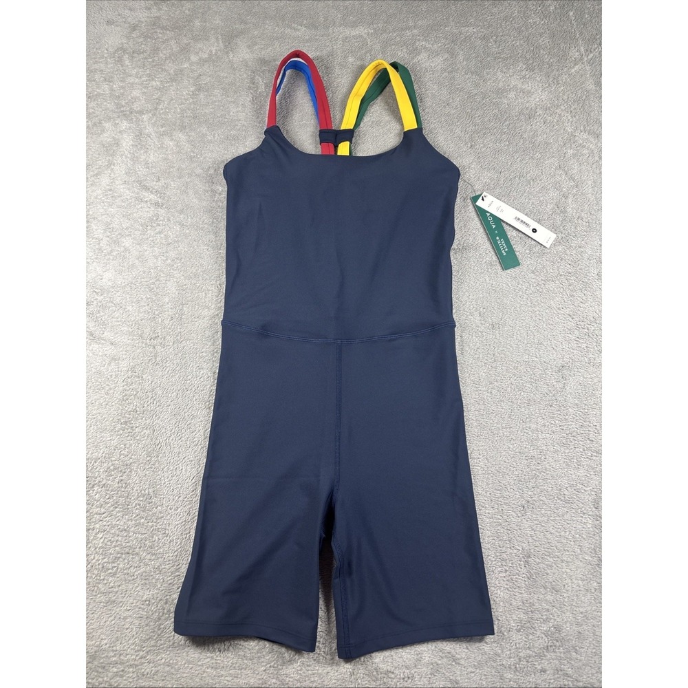 AQUA Athletic x Venus Williams Strappy Back Unitard Bodysuit Navy Size S NWT‎